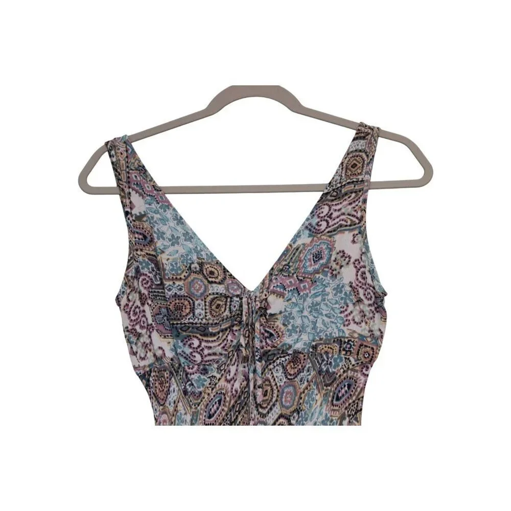 Vintage Y2K 90s Babydoll Dress Medium Multicolor Paisley Grunge Dainty Flowy - Picture 2 of 12